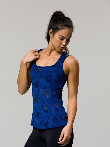 Image Title Onzie Racer Tank - Navy Honeycomb